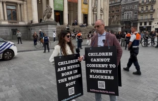 Lois McLatchie Miller and Chris Elston were arrested by Belgian police June 5, 2025, while advocating for child protection from transgender medical treatments. Credit: ADF International