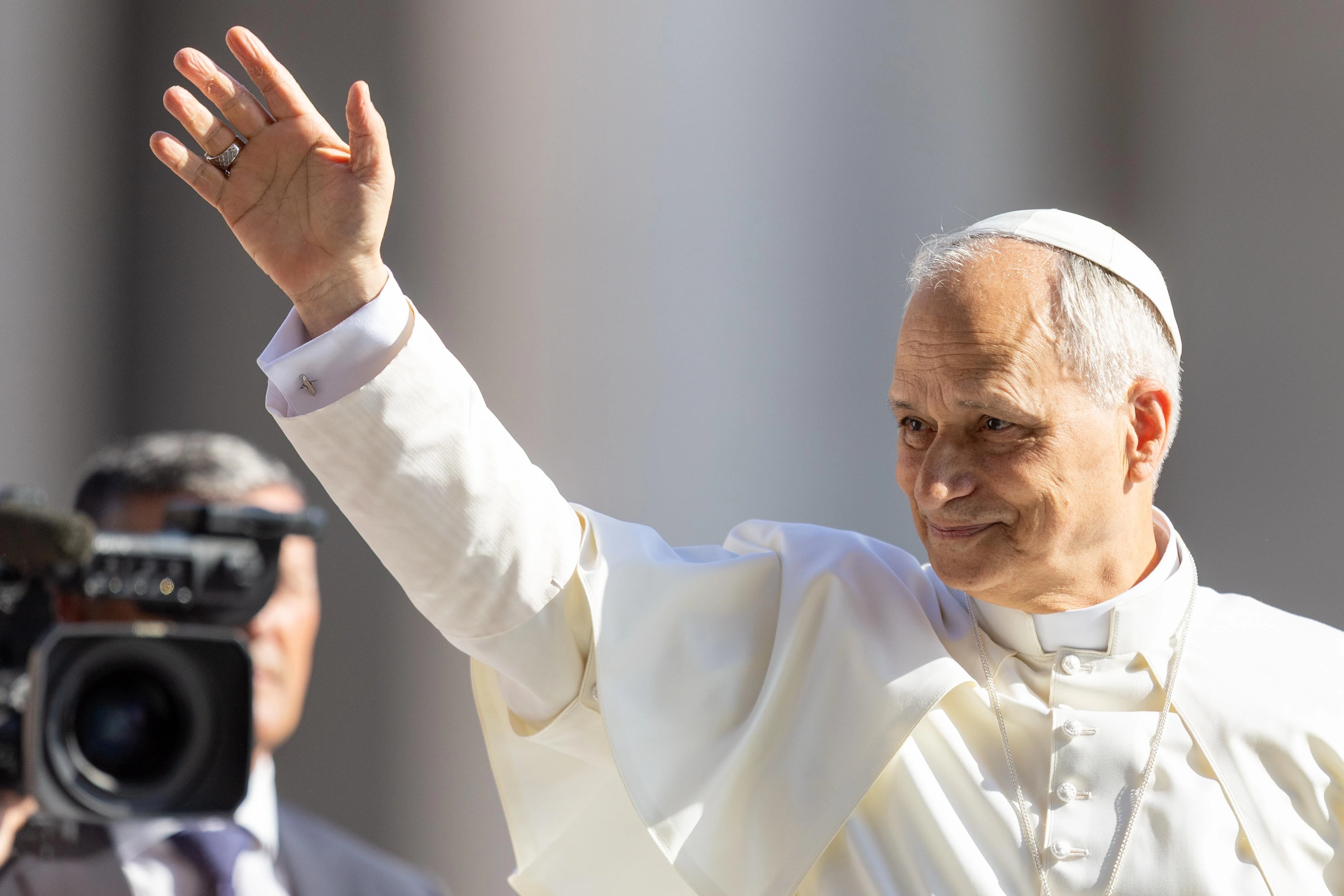 Pope Leo XIV greets pilgrims at the Wednesday general audience in St. Peter’s Square on Wednesday, June 25, 2025.?w=200&h=150