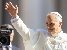 Pope Leo XIV greets pilgrims at the Wednesday general audience in St. Peter’s Square on Wednesday, June 25, 2025.