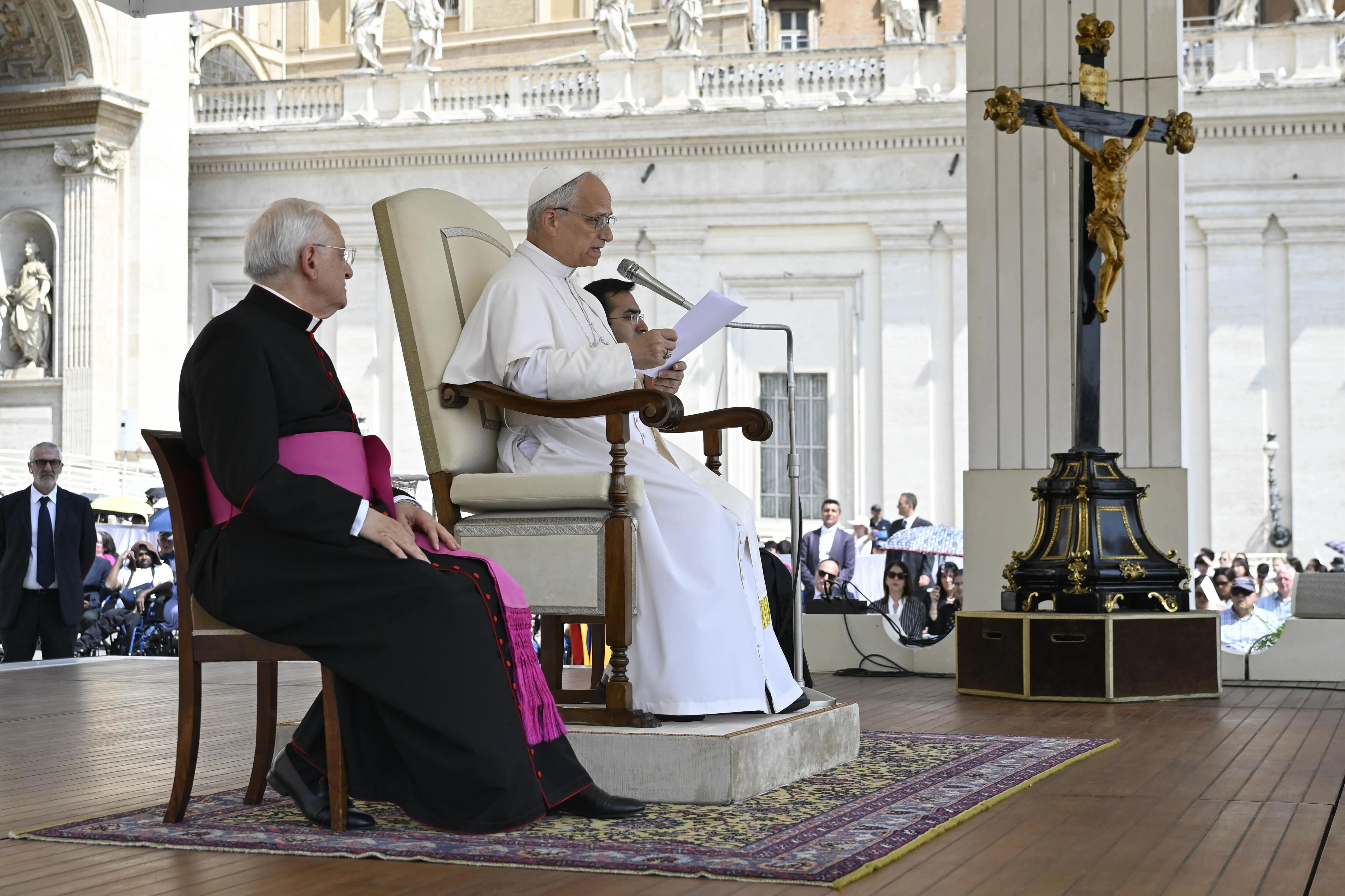Pope Leo XIV addresses pilgrims at his general audience in St. Peter’s Square on June 18, 2025.?w=200&h=150