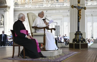 Pope Leo XIV addresses pilgrims at his general audience in St. Peter’s Square on June 18, 2025. Credit: Vatican Media