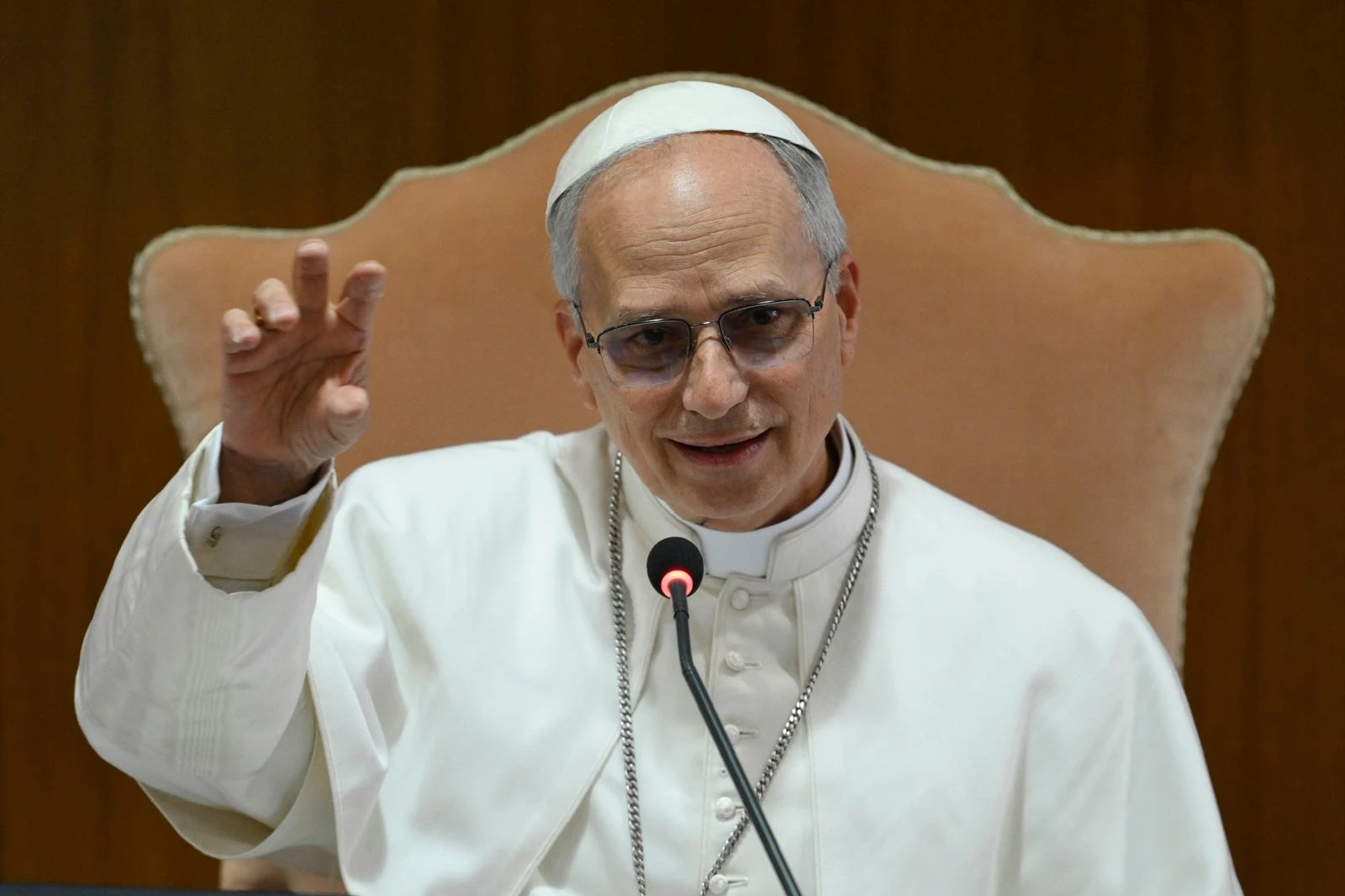 Pope Leo XIV speaks to the College of Cardinals in Rome on Saturday, May 10, 2025.?w=200&h=150