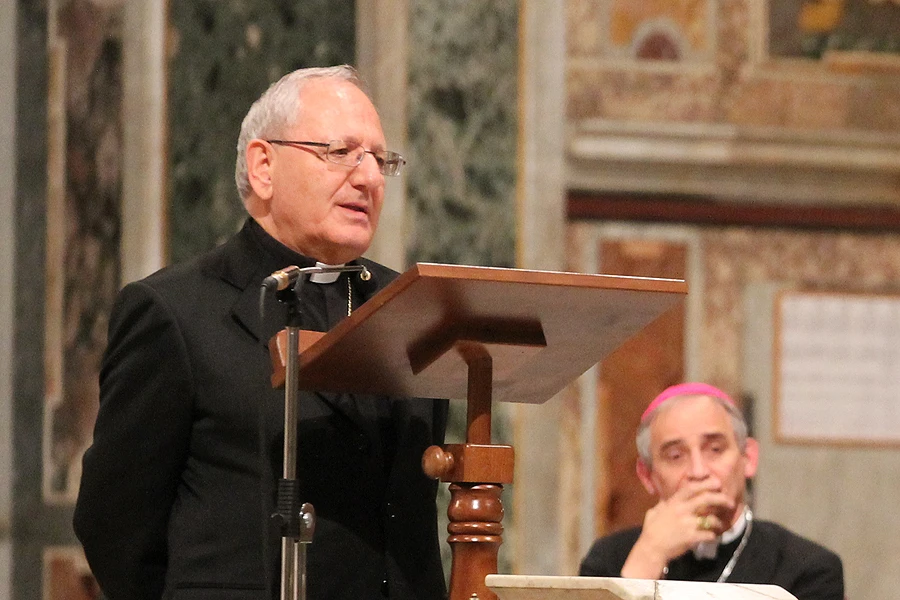 Cardinal Louis Raphael Sako, patriarch of the Chaldean Church, speaks during a prayer vigil in 2014.?w=200&h=150
