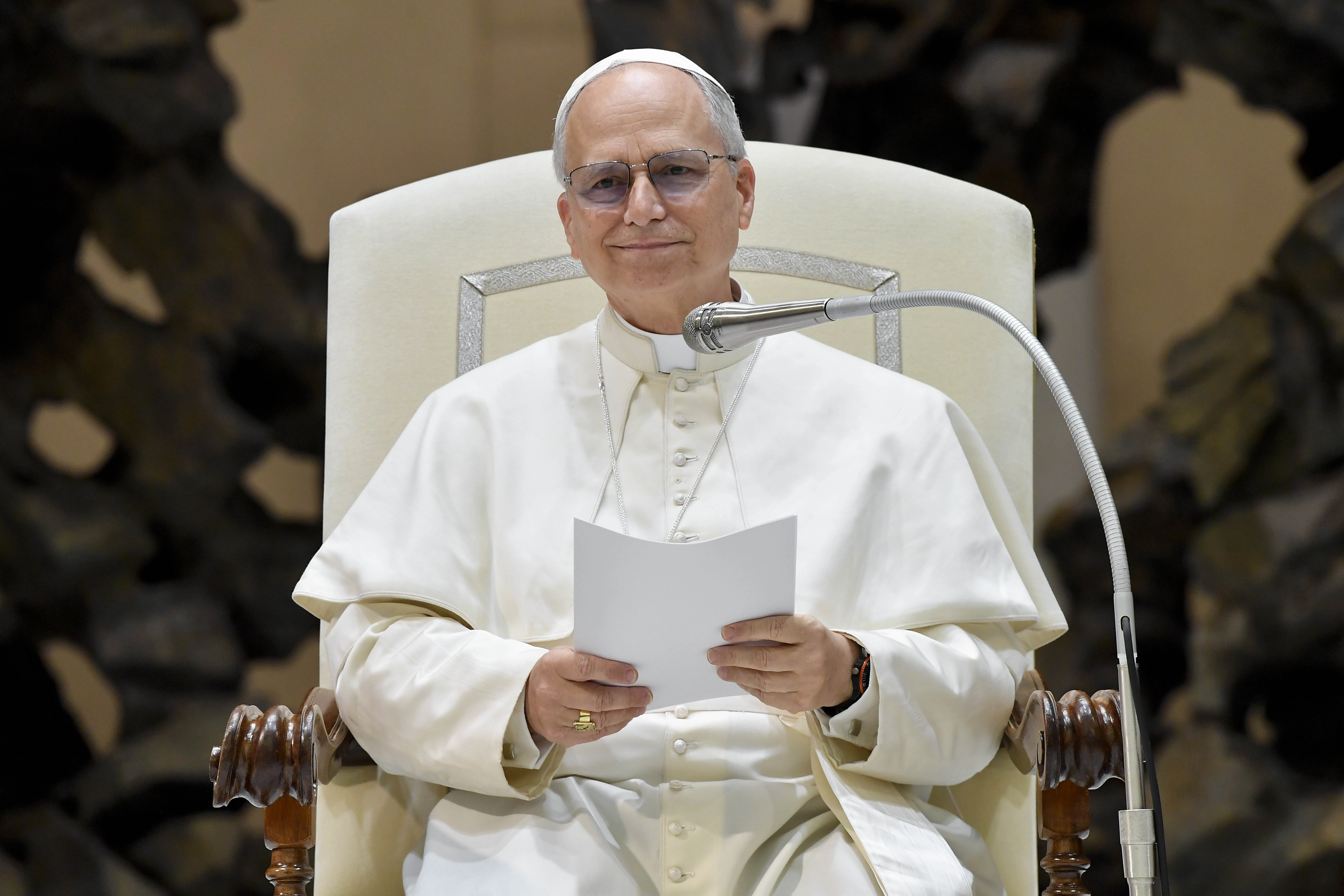 Pope Leo XIV speaks to participants in the Jubilee of Eastern Churches on May 14, 2025, in the Paul VI Audience Hall at the Vatican.?w=200&h=150